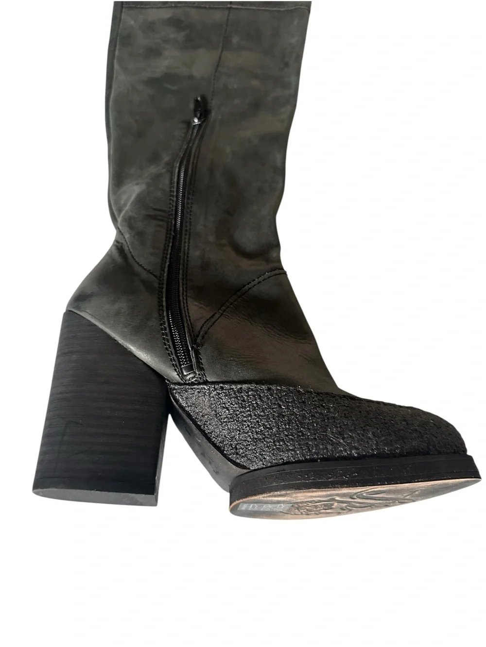 Free People Bright Lights Patchwork Leather Suede Over Knee Boots 38